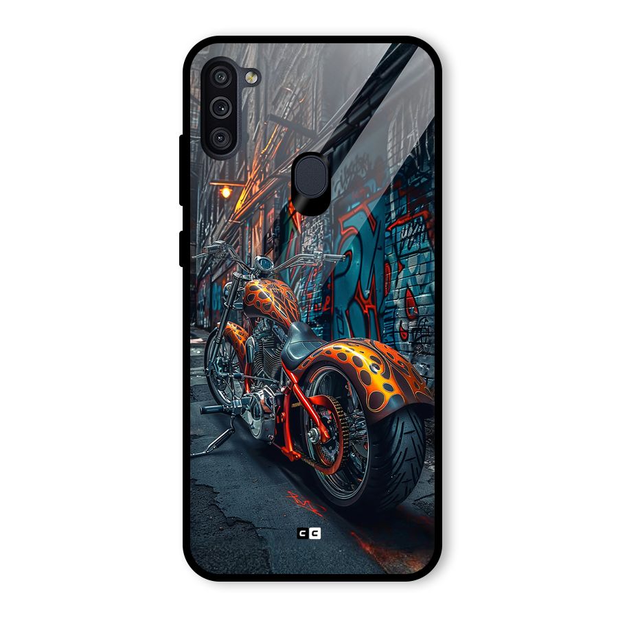 Orange Fatbike Glass Back Case for Galaxy M11