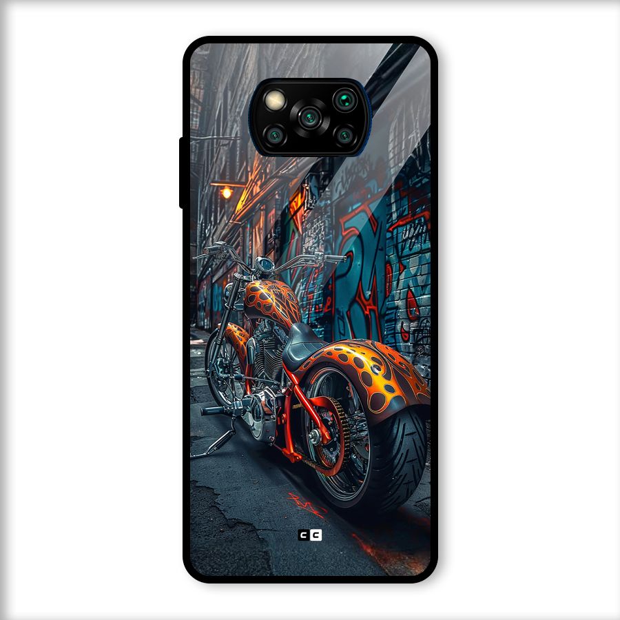 Orange Fatbike Glass Back Case for Poco X3