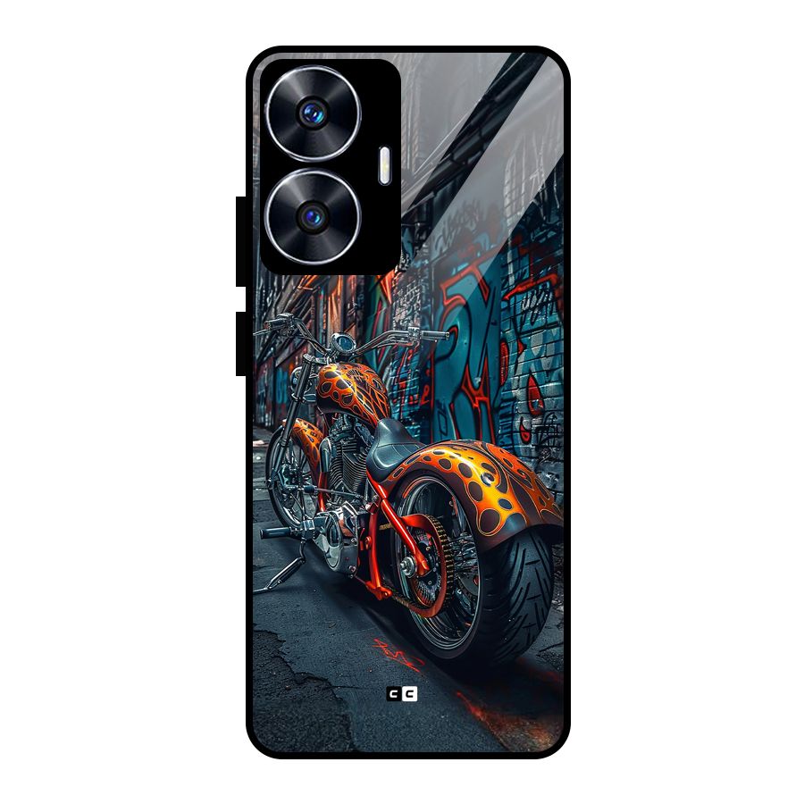 Orange Fatbike Glass Back Case for Realme Narzo N55