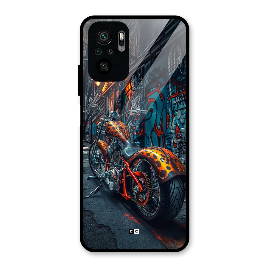 Orange Fatbike Glass Back Case for Redmi Note 10S
