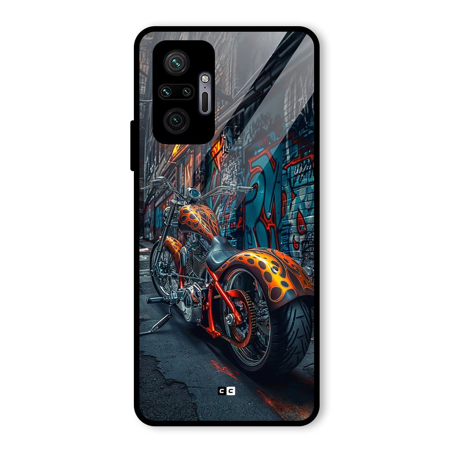 Orange Fatbike Glass Back Case for Redmi Note 10 Pro