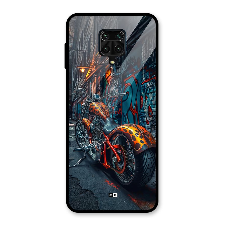 Orange Fatbike Glass Back Case for Redmi Note 9 Pro