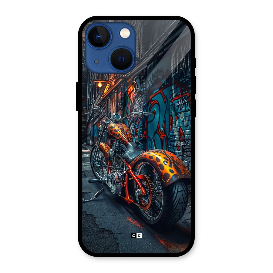 Orange Fatbike Glass Back Case for iPhone 13 Mini