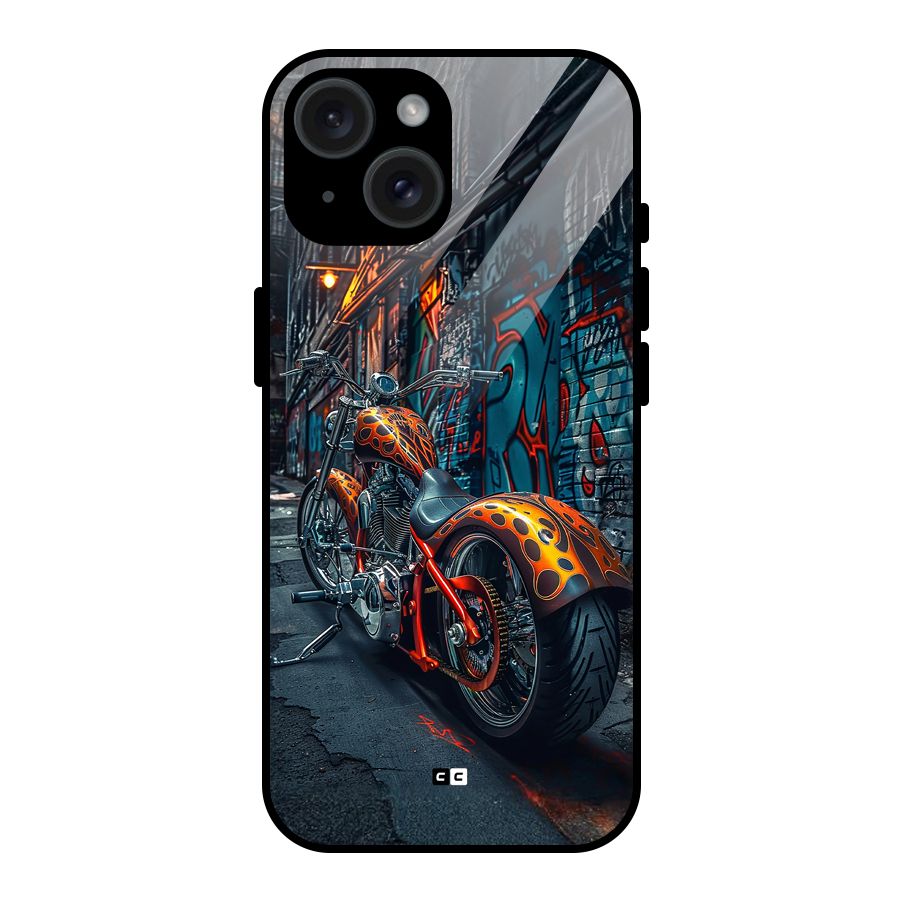 Orange Fatbike Glass Back Case for iPhone 15