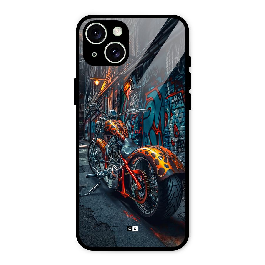 Orange Fatbike Glass Back Case for iPhone 15 Plus