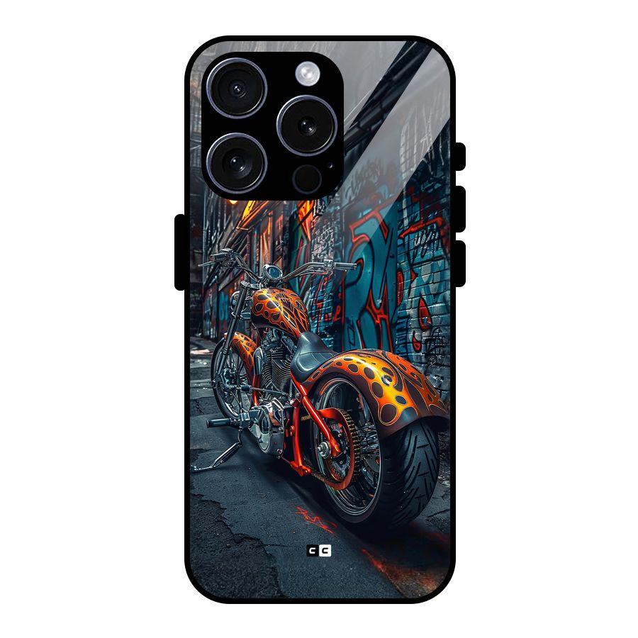 Orange Fatbike Glass Back Case for iPhone 15 Pro