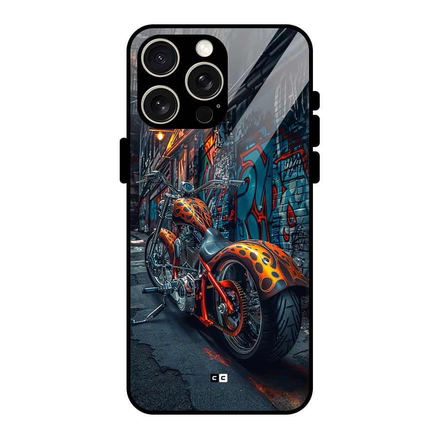 Orange Fatbike Glass Back Case for iPhone 15 Pro Max