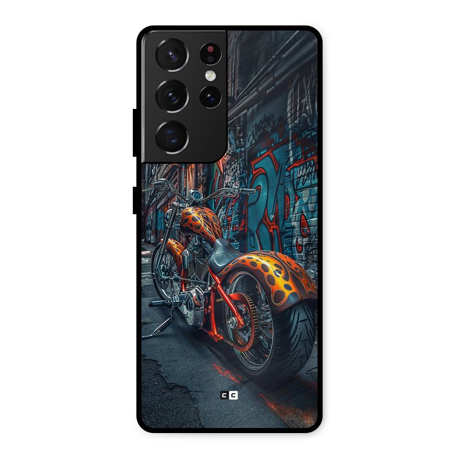 Orange Fatbike Metal Back Case for Galaxy S21 Ultra 5G
