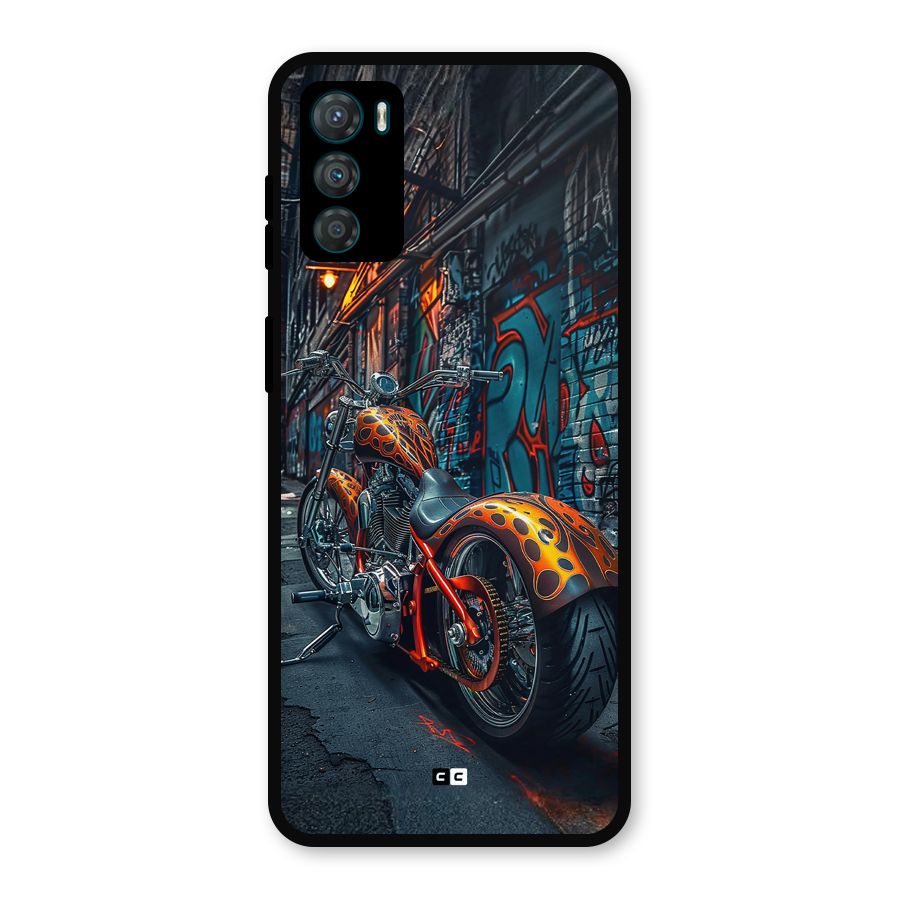 Orange Fatbike Metal Back Case for Moto G42