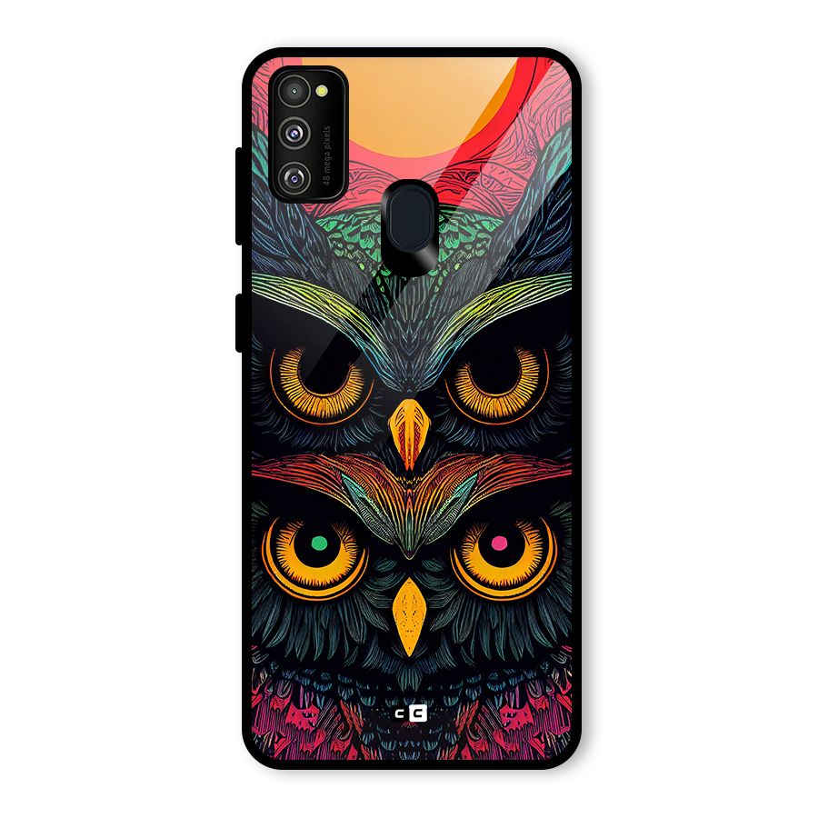 Owl Soul Art Illustration Glass Back Case for Galaxy M30s