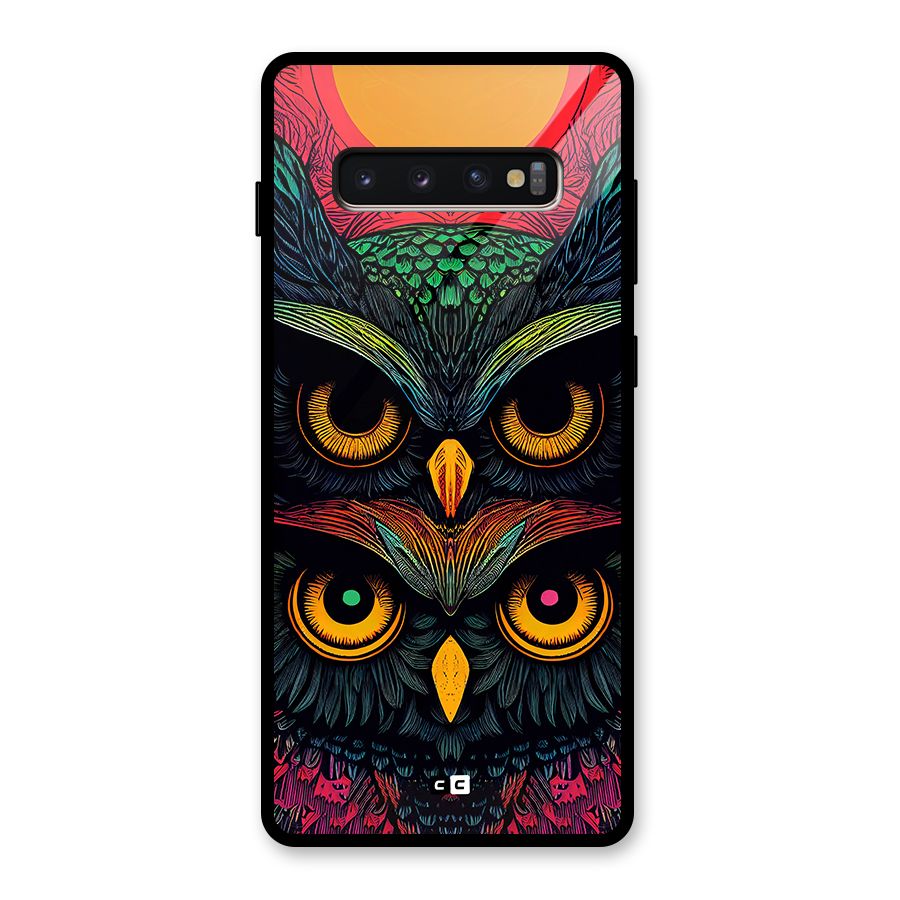 Owl Soul Art Illustration Glass Back Case for Galaxy S10 Plus