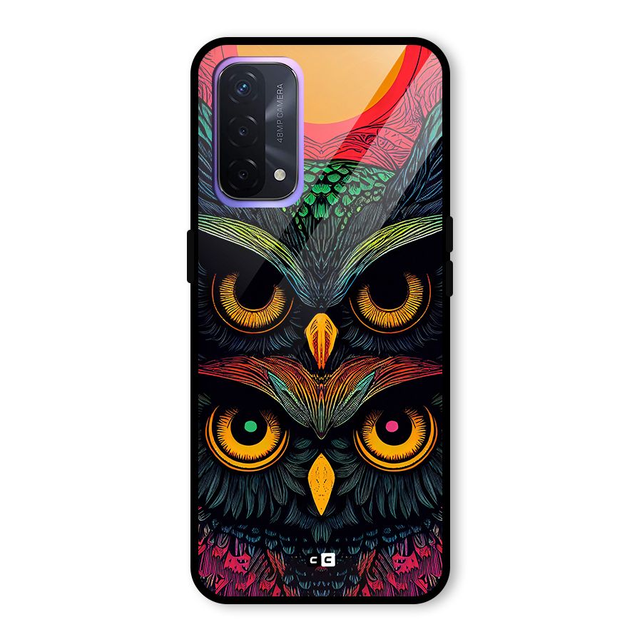 Owl Soul Art Illustration Glass Back Case for Oppo A74 5G
