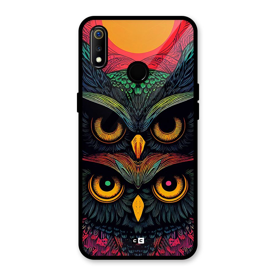 Owl Soul Art Illustration Glass Back Case for Realme 3i