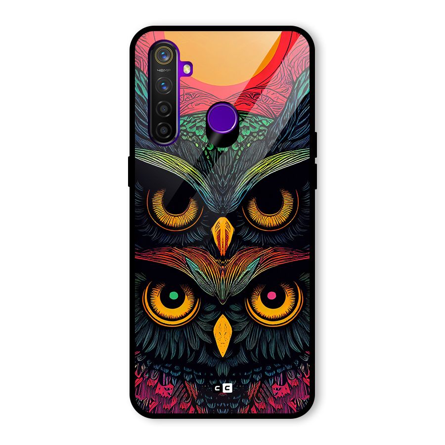 Owl Soul Art Illustration Glass Back Case for Realme 5 Pro