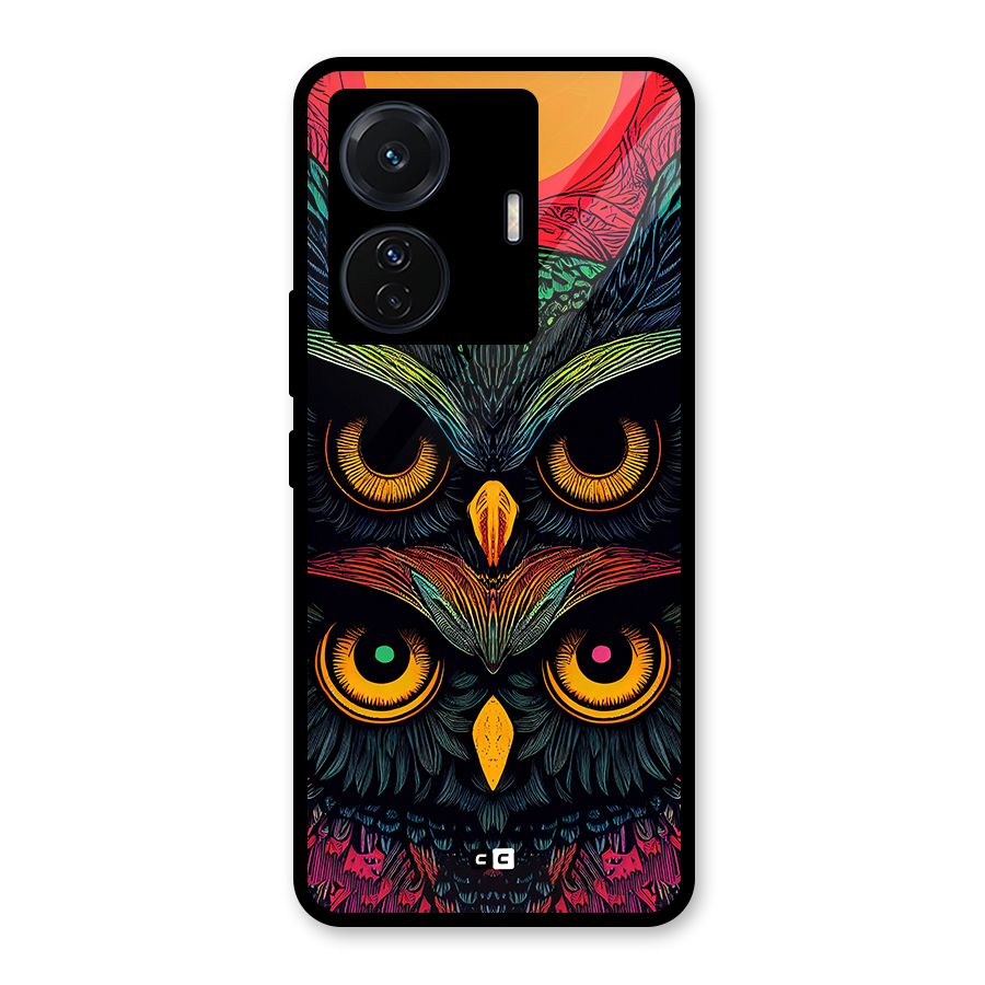 Owl Soul Art Illustration Glass Back Case for Vivo T1 Pro
