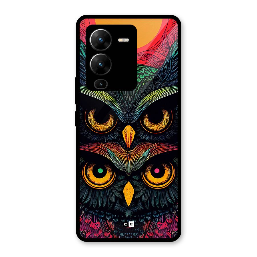 Owl Soul Art Illustration Glass Back Case for Vivo V25 Pro