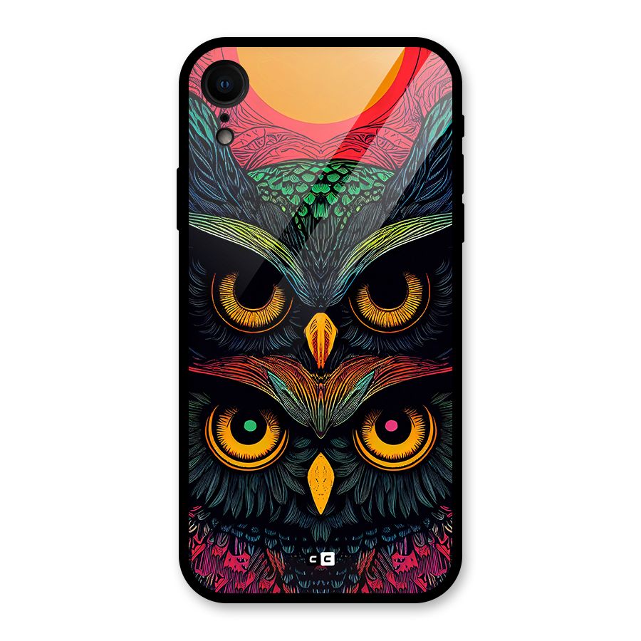 Owl Soul Art Illustration Glass Back Case for iPhone XR
