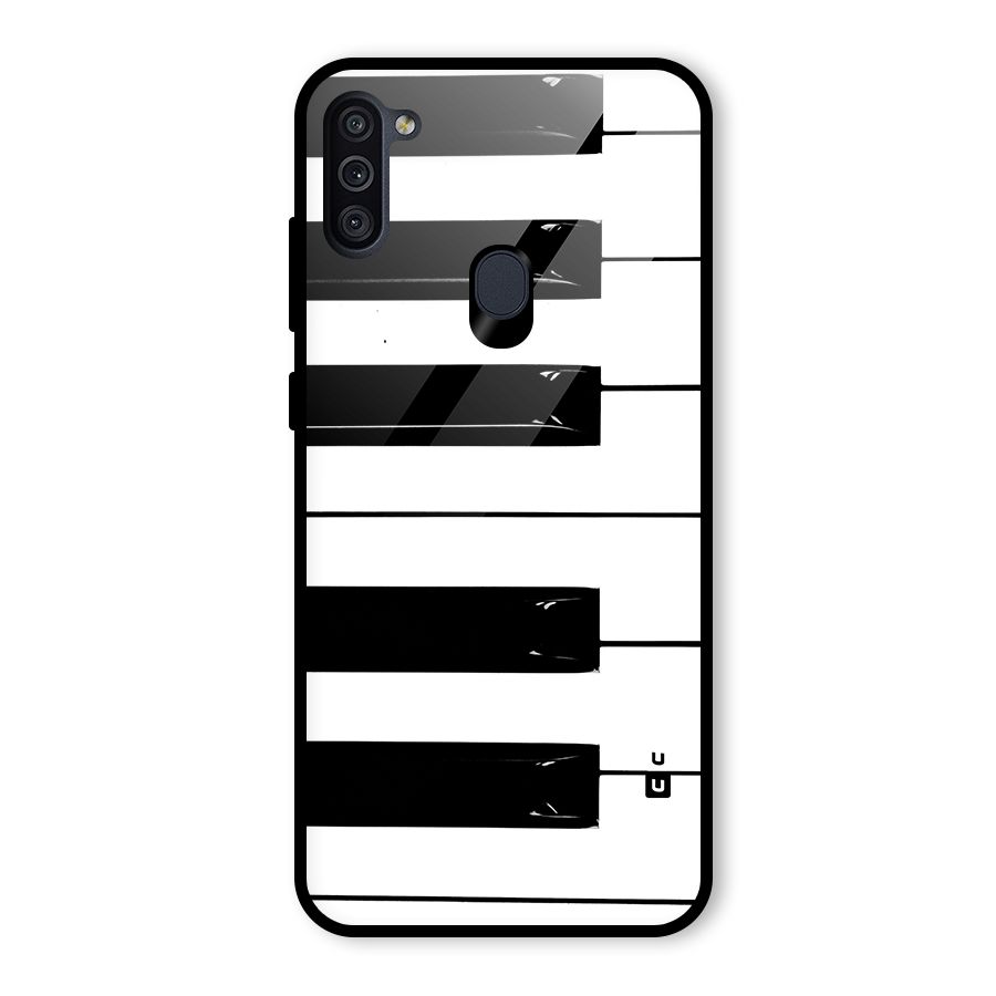 Paino Keys Printed Classy Glass Back Case for Galaxy M11