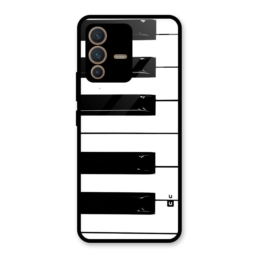 Paino Keys Printed Classy Glass Back Case for Vivo V23 5G