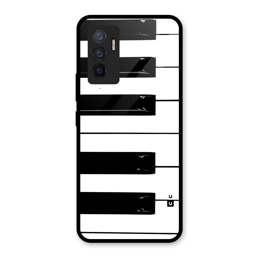 Paino Keys Printed Classy Glass Back Case for Vivo V23e