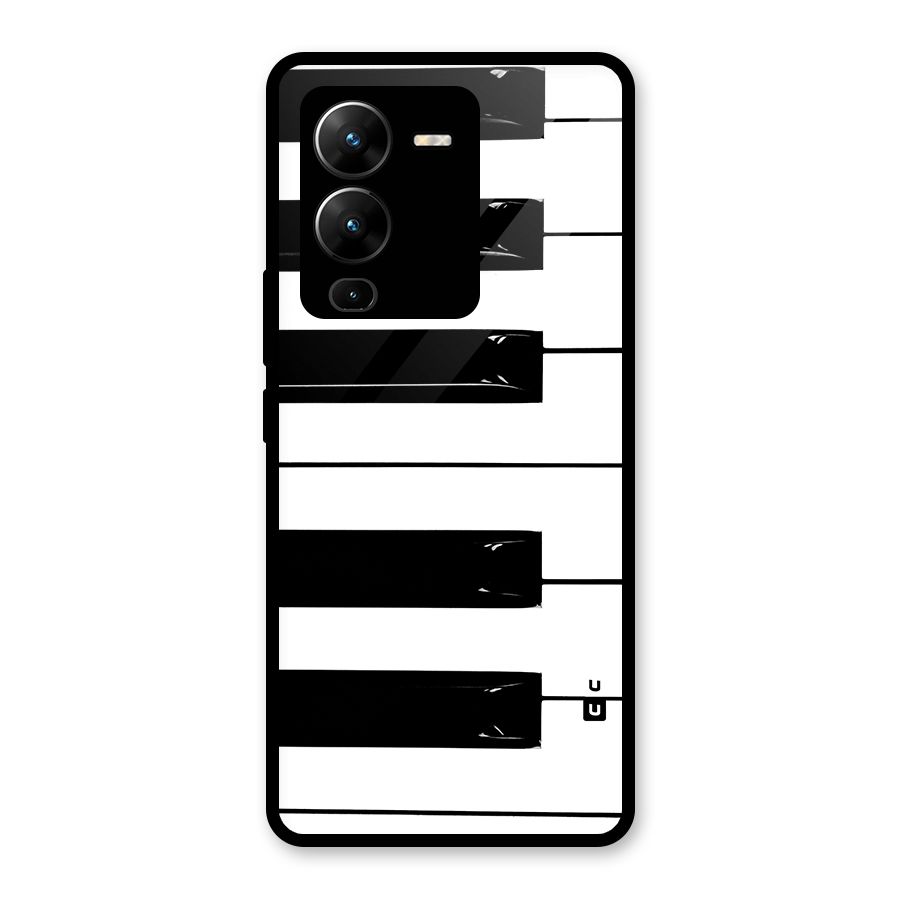 Paino Keys Printed Classy Glass Back Case for Vivo V25 Pro