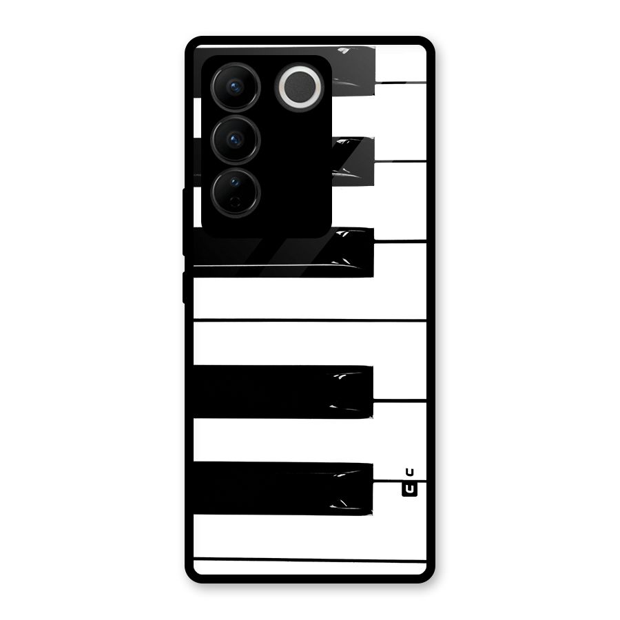 Paino Keys Printed Classy Glass Back Case for Vivo V27