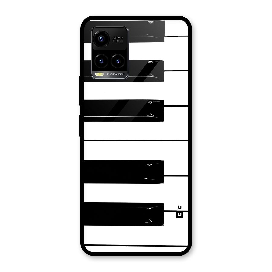Paino Keys Printed Classy Glass Back Case for Vivo Y21T