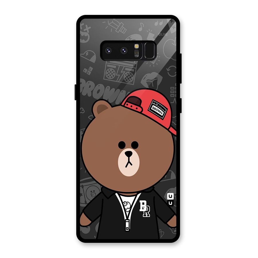 Panda Brown Glass Back Case for Galaxy Note 8
