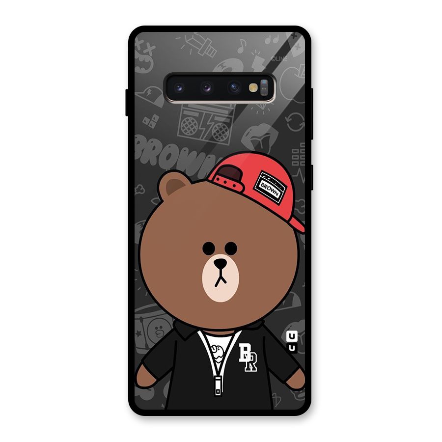 Panda Brown Glass Back Case for Galaxy S10 Plus
