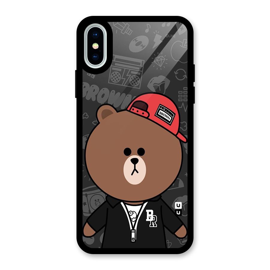 Panda Brown Glass Back Case for iPhone XS