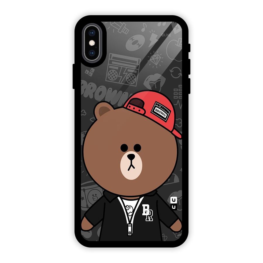 Panda Brown Glass Back Case for iPhone XS Max