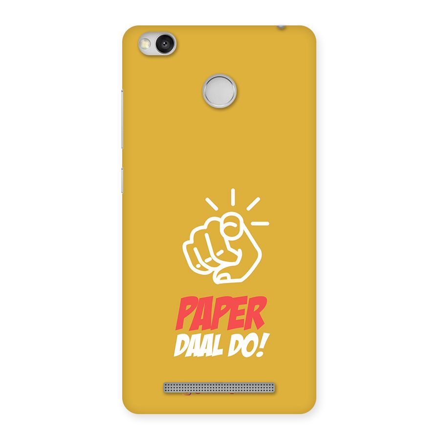 Paper Daal Do Mustard Yellow Back Case for Redmi 3S Prime