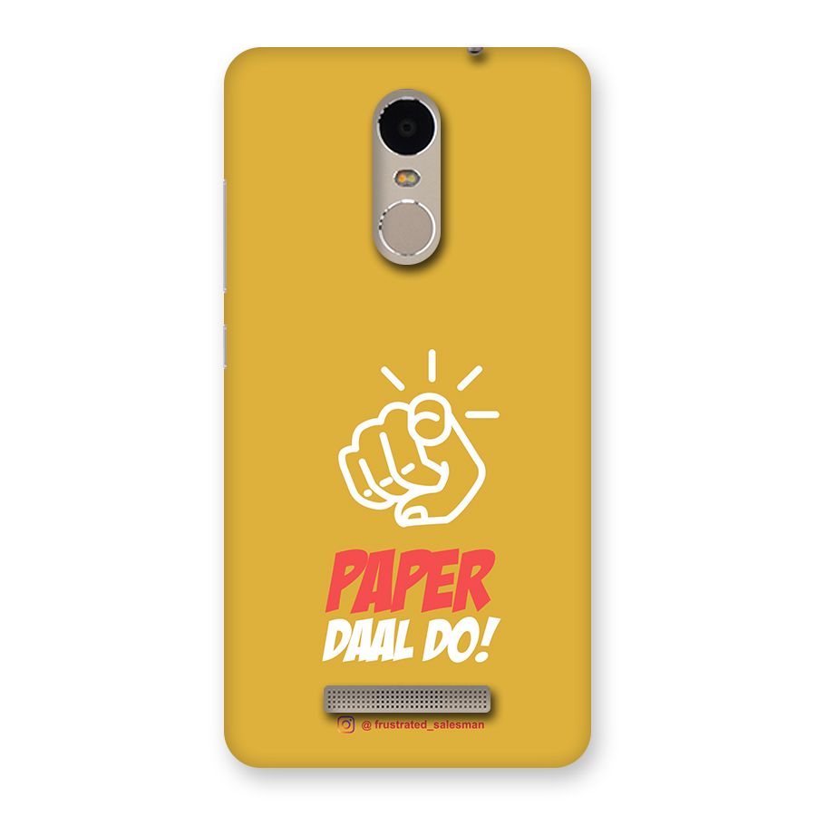 Paper Daal Do Mustard Yellow Back Case for Xiaomi Redmi Note 3