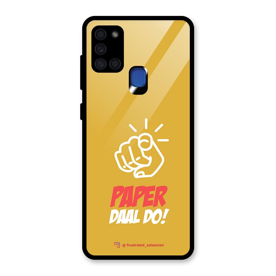 Paper Daal Do Mustard Yellow Glass Back Case for Galaxy A21s