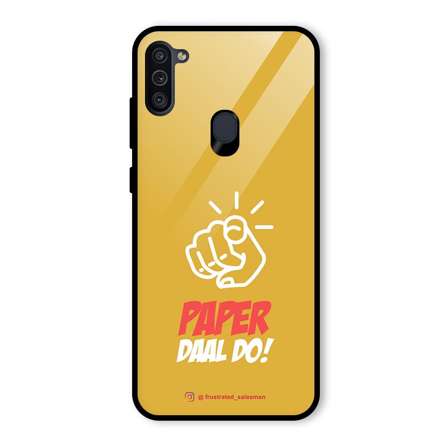 Paper Daal Do Mustard Yellow Glass Back Case for Galaxy M11
