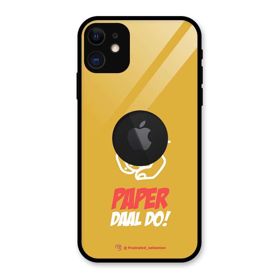Paper Daal Do Mustard Yellow Glass Back Case for iPhone 11 Logo Cut