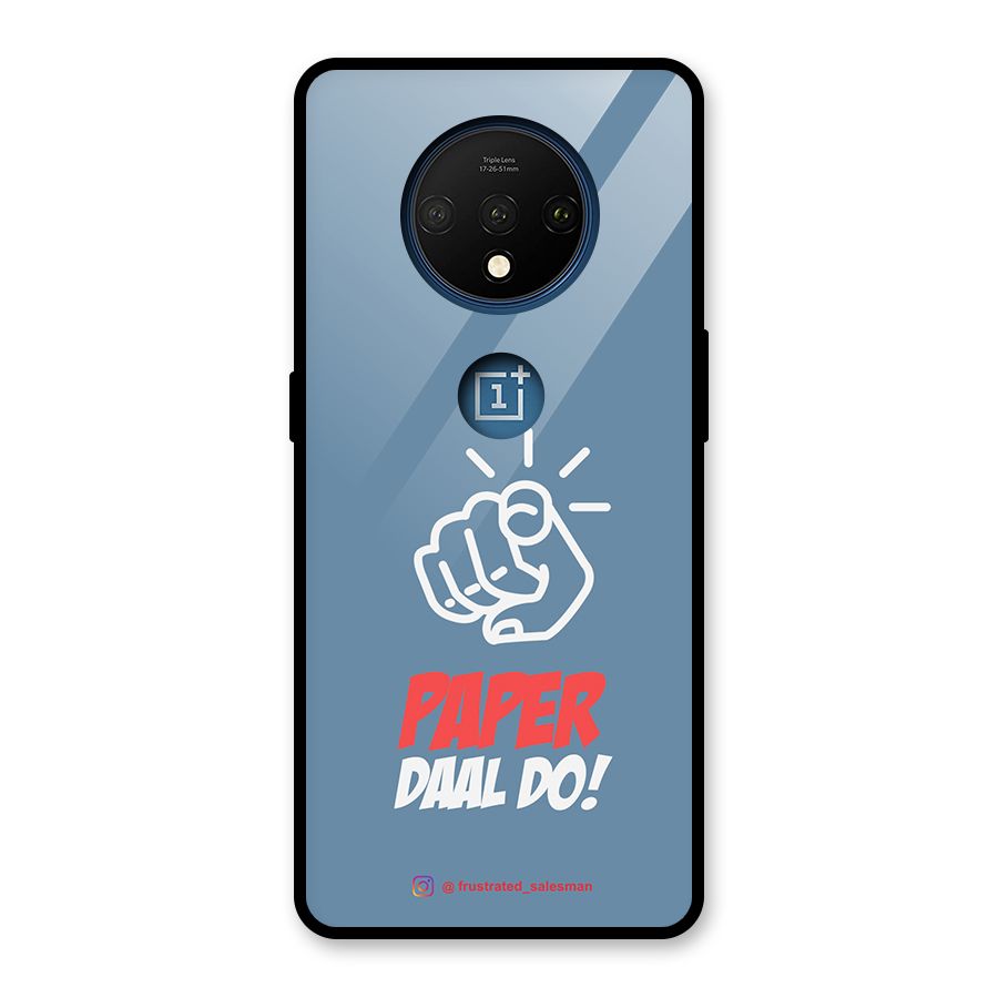 Paper Daal Do SteelBlue Glass Back Case for OnePlus 7T