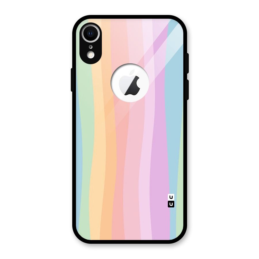 Pastel Curves Glass Back Case for iPhone XR Logo Cut
