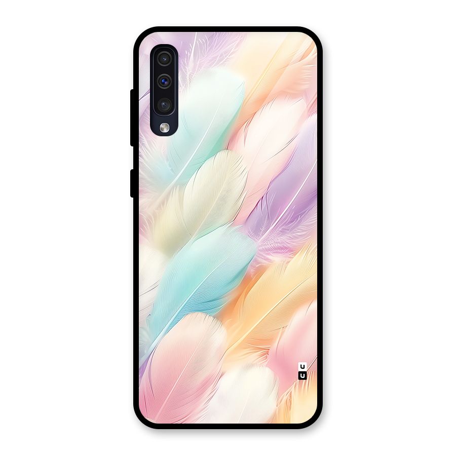 Pastel Feather Glass Back Case for Galaxy A50