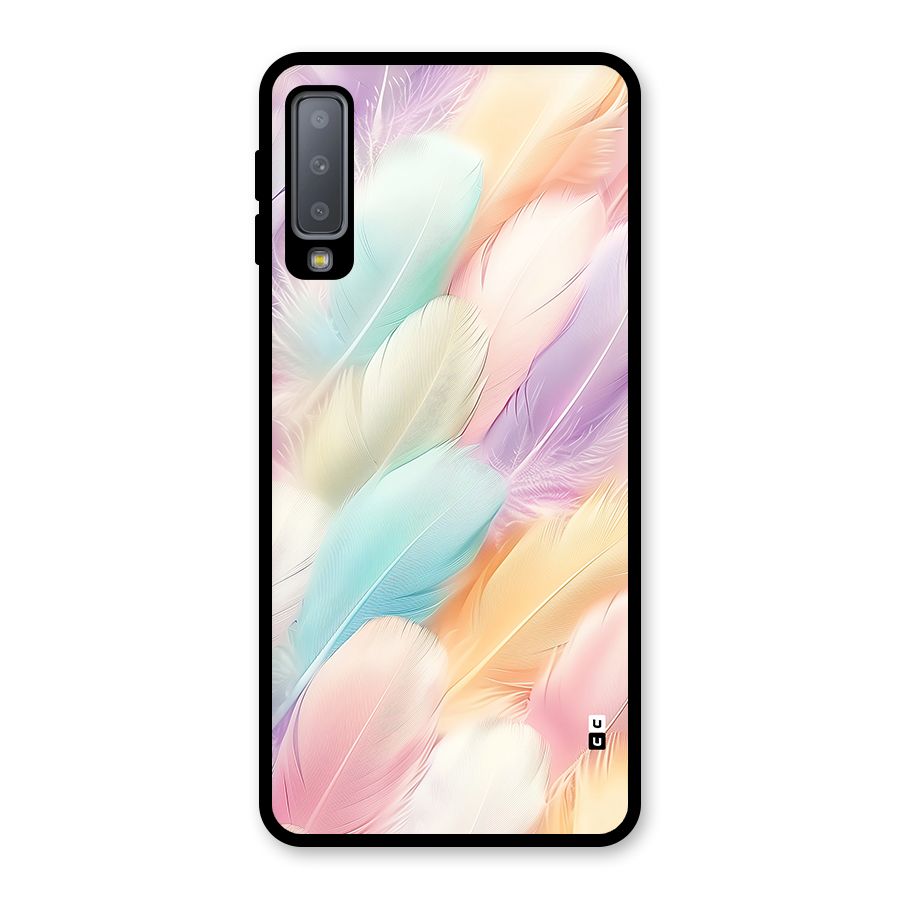 Pastel Feather Glass Back Case for Galaxy A7 (2018)