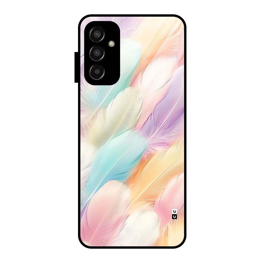 Pastel Feather Glass Back Case for Galaxy F13
