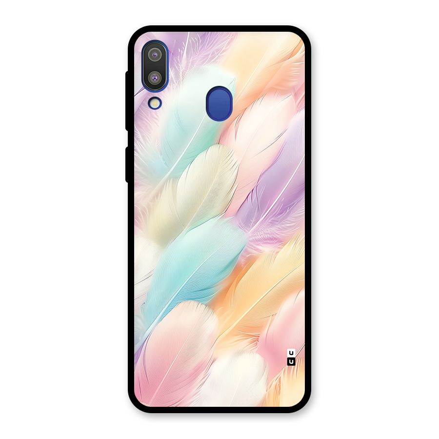 Pastel Feather Glass Back Case for Galaxy M20