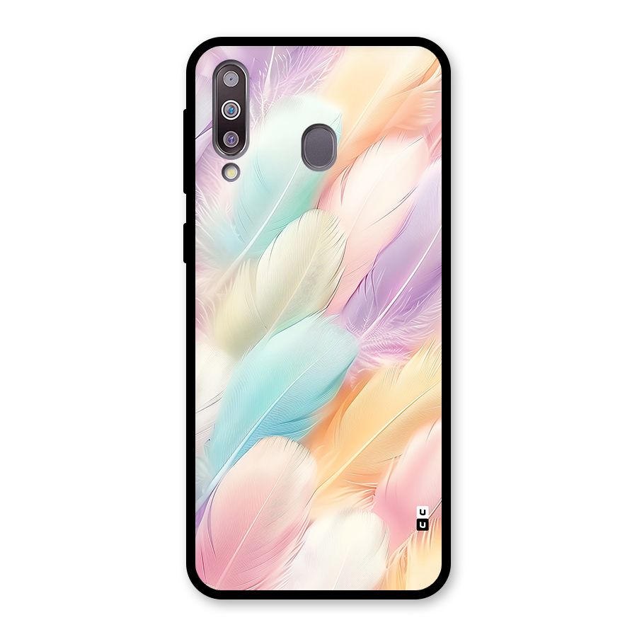 Pastel Feather Glass Back Case for Galaxy M30