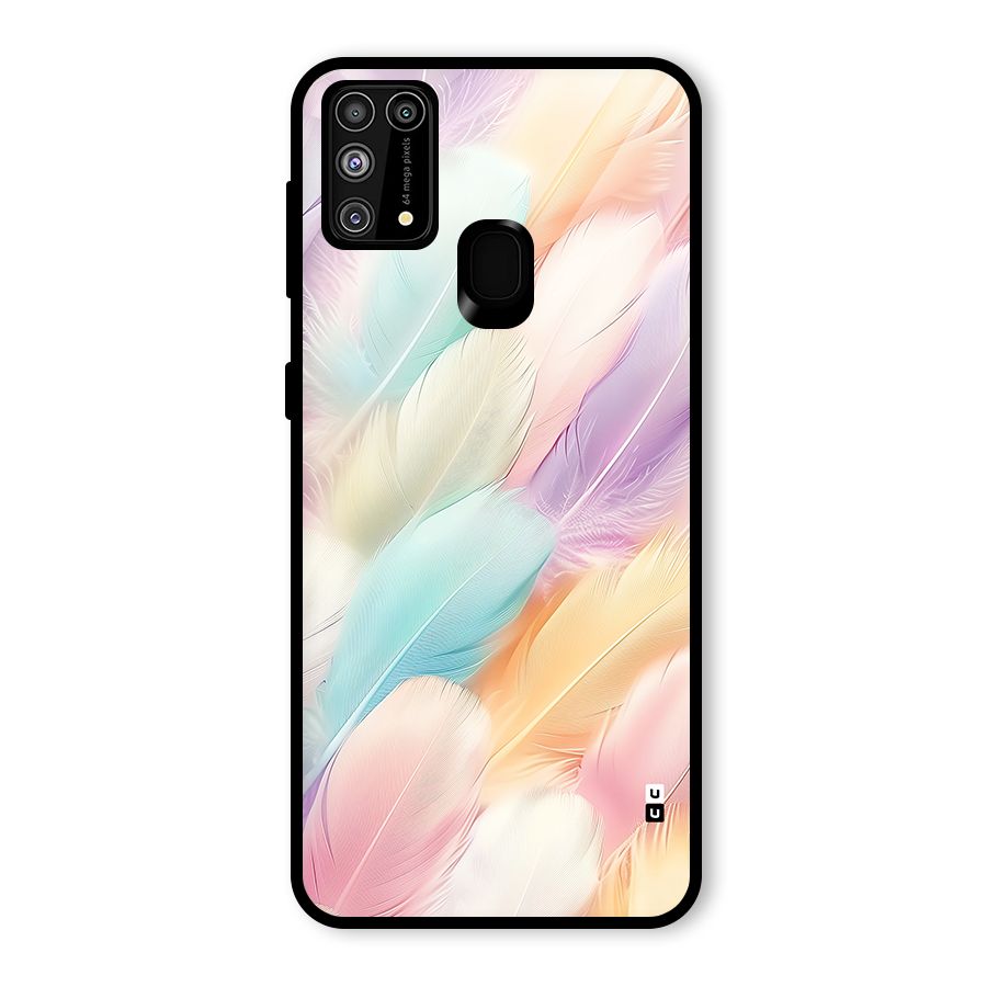 Pastel Feather Glass Back Case for Galaxy M31