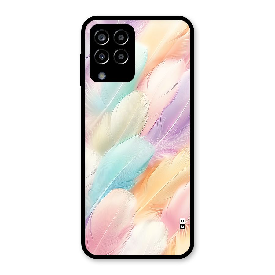 Pastel Feather Glass Back Case for Galaxy M33