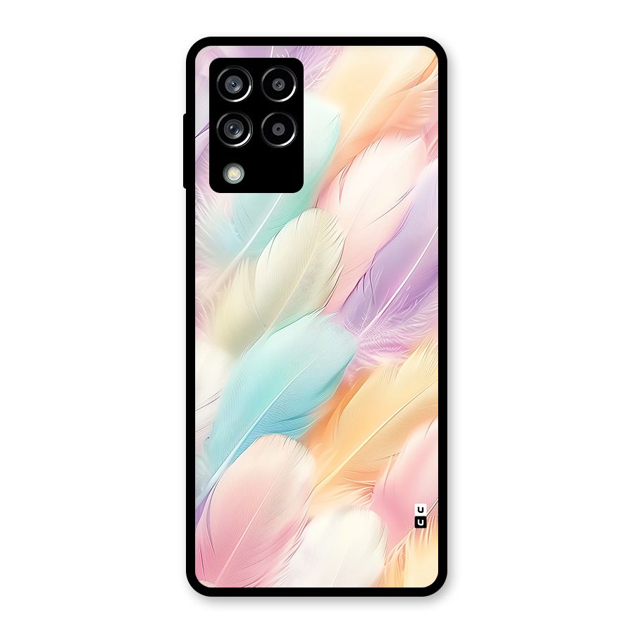 Pastel Feather Glass Back Case for Galaxy M53 5G