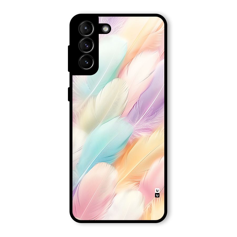 Pastel Feather Glass Back Case for Galaxy S21 Plus
