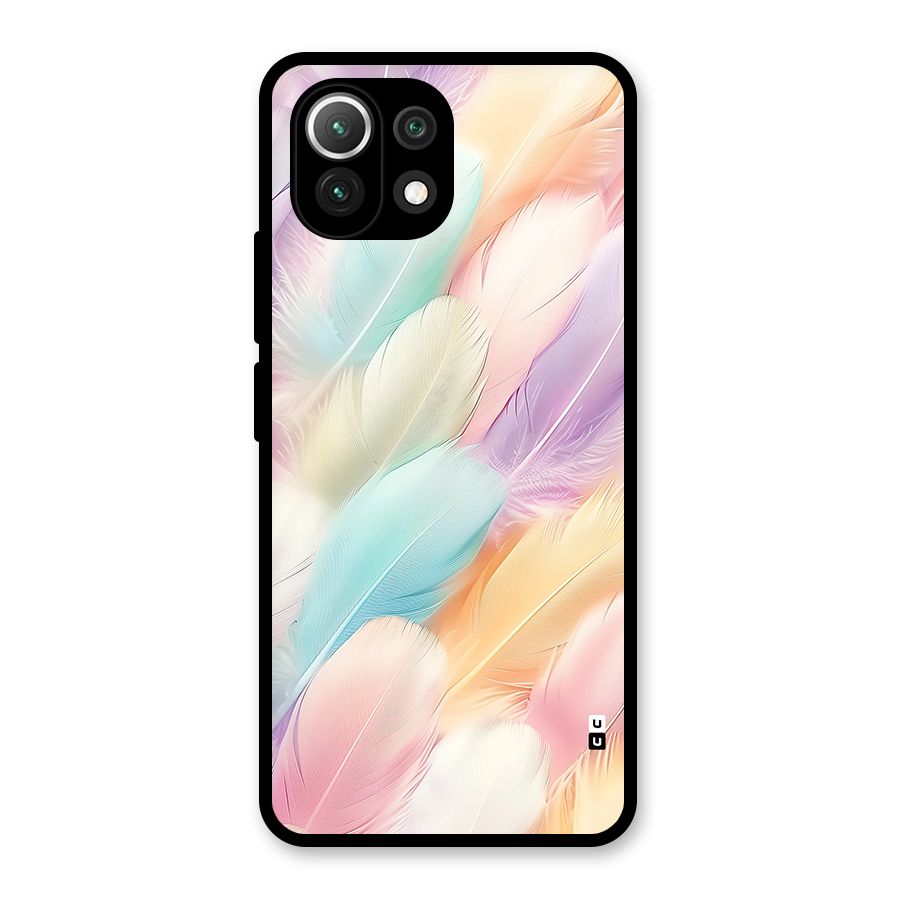 Pastel Feather Glass Back Case for Mi 11 Lite NE 5G
