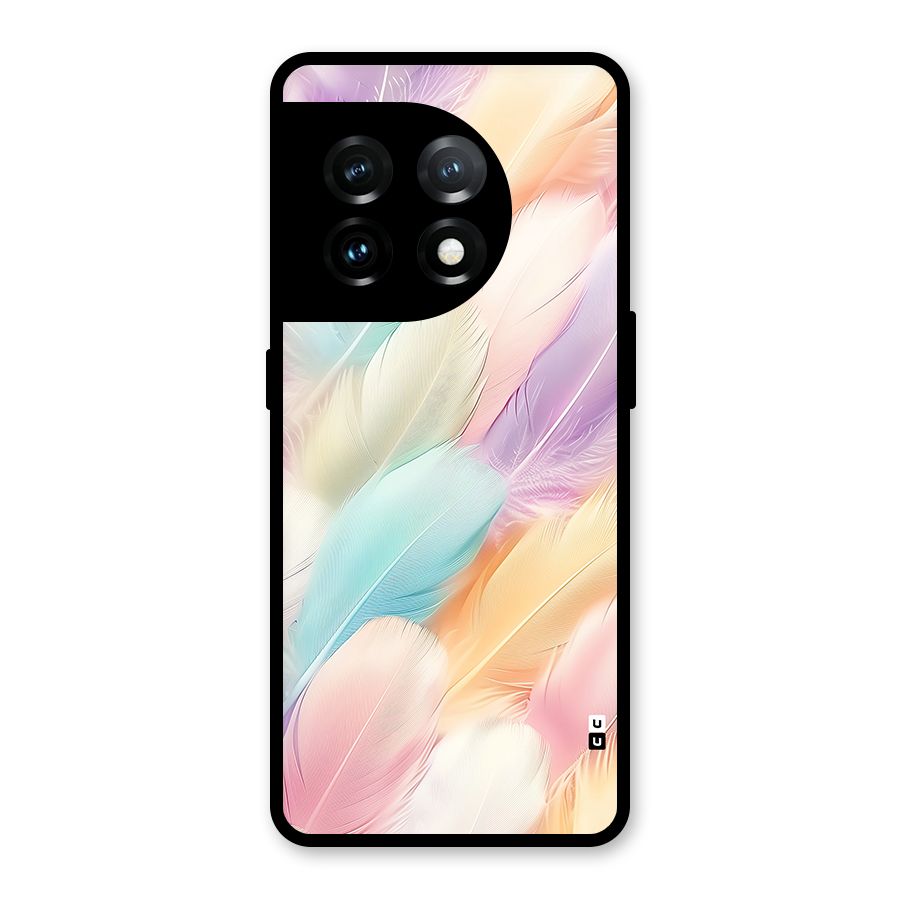 Pastel Feather Glass Back Case for OnePlus 11
