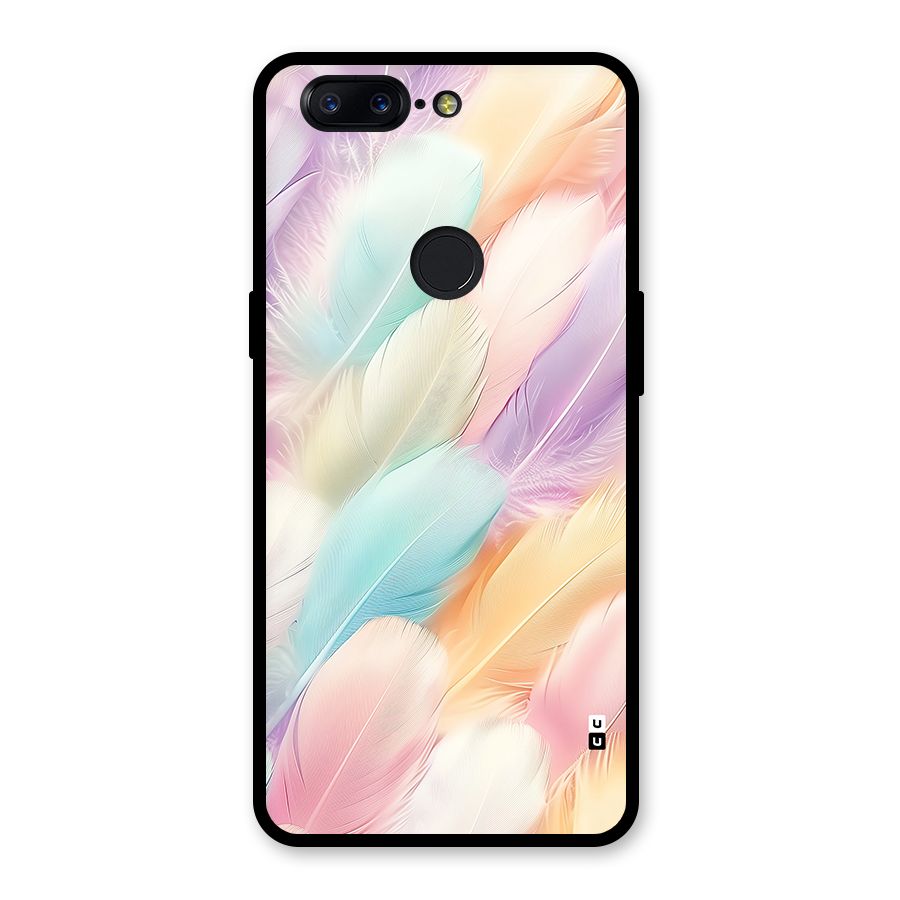 Pastel Feather Glass Back Case for OnePlus 5T